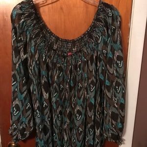 Peacock inspired blouse NWT